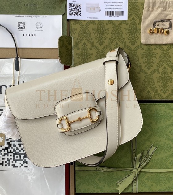 Gvc*1 1955 Horsebit Bag Leather Withe Size 25×18×8cm 602204 Master Quality