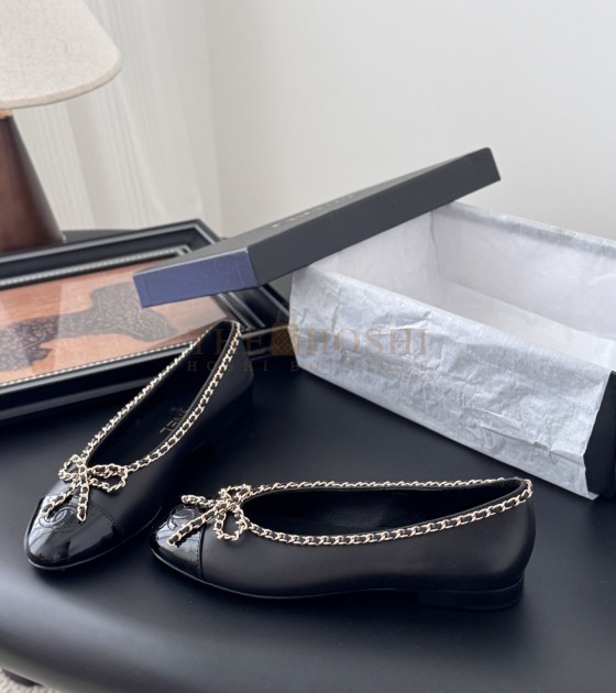 Ch**el Slingback Heels Flat Black 6.5cm Size 35-42