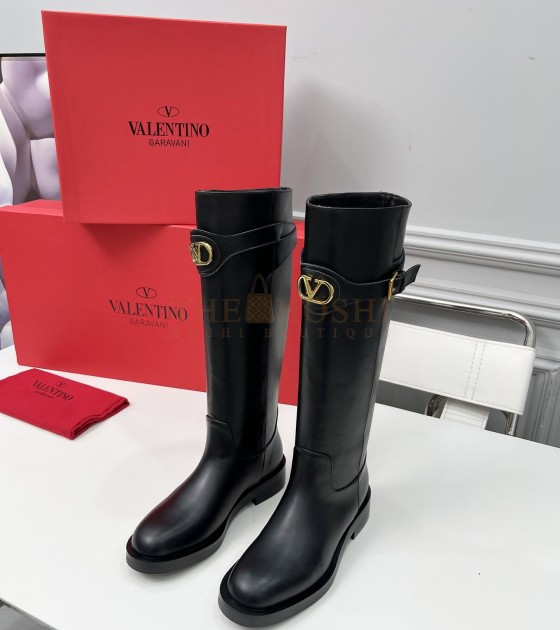 Va1e*ntin0 Rockstud Ankle Boots Black Leather Studded Heel 35-40