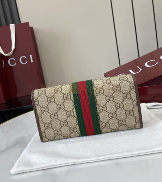 Gvc*1 Ophidia Long Wallet GG Svp*me Canvas Leather Trim Brown Size 19×10×3.5cm Master Quality