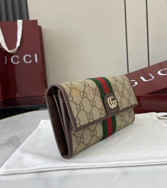 Gvc*1 Ophidia Long Wallet GG Svp*me Canvas Leather Trim Brown Size 19×10×3.5cm Master Quality