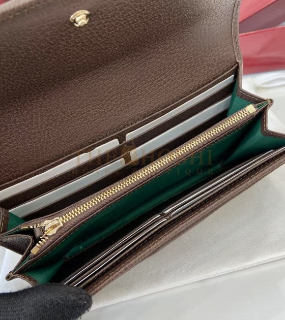 Gvc*1 Ophidia Long Wallet GG Svp*me Canvas Leather Trim Brown Size 19×10×3.5cm Master Quality