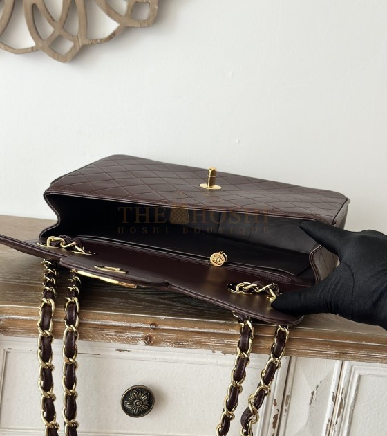 Ch**el Classic Flap Jumbo Bag Lambskin  Brown Size 30×21×8cm Master Quality