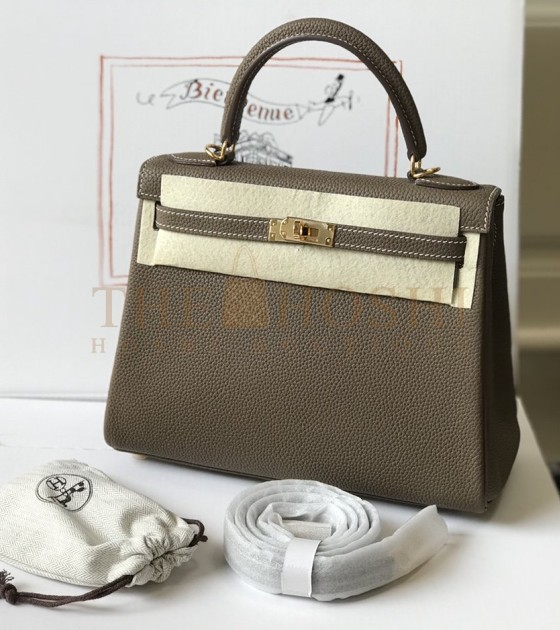 H**me5 Kelly 28 Togo Leather Graphite Grey Gold Hardware 28cm Handmade Master Quality