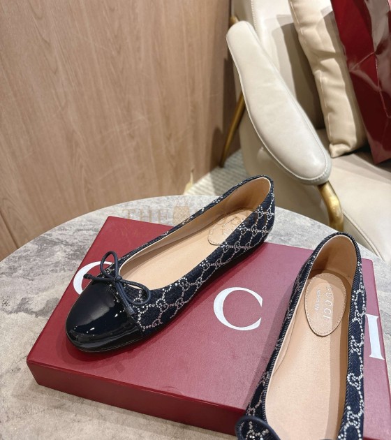 Gvc*1 Crysta GG Ballet Flats Denim Navy Blue Women
