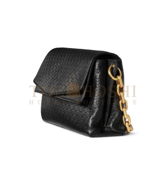 Gvc*1 Shoulder Bag Black Grained Leather Large 36*9*20cm Master Quality