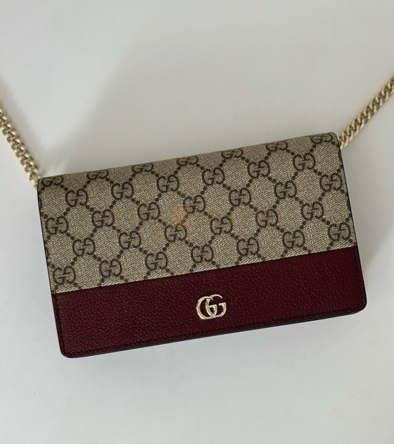 Ch**el Classic Wallet on Chain Black/Burgundy Caviar Leather 20x12.5x4cm Master Quality