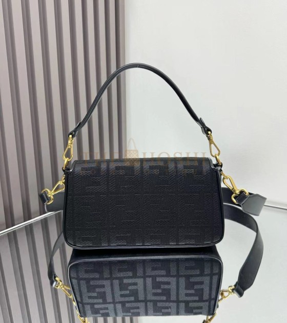 F**di Baguette Bag Canvas Leather Gold Hardware Medium Size 27*6*15CM