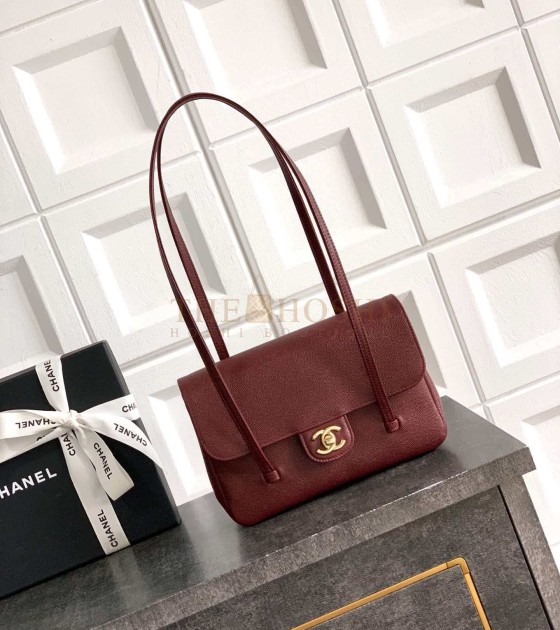 Ch**el Large Button Bag Red Lambskin 15*22*7cm  Master Quality