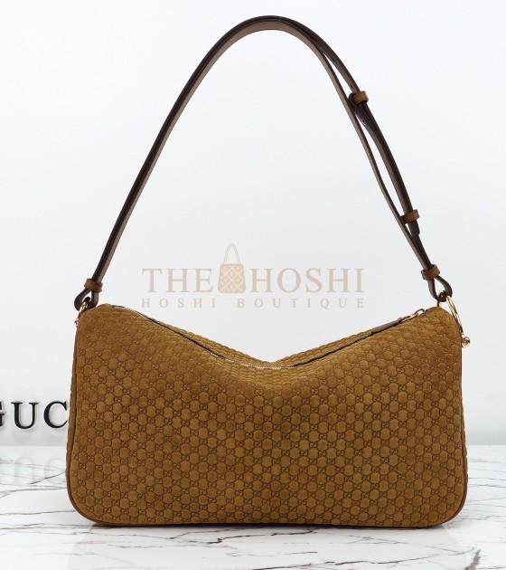 Gvc*1 Horsebit Shoulder Bag Suede Leather Brown Size  38*20*15 cm Master Quality