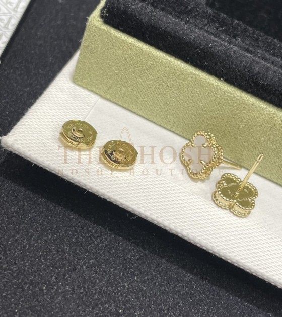 V*n Cl**f & Arpels Alhambra Vintage Earrings Mini 18K Yellow Gold/White Mother-of-Pearl Master Quality