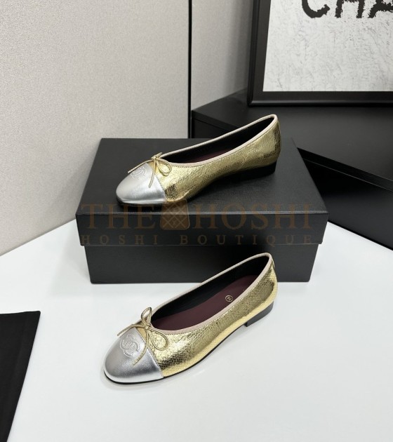 Ch**el Slingback Heels Flats Black/Beige Lambskin 35-42 Master Quality