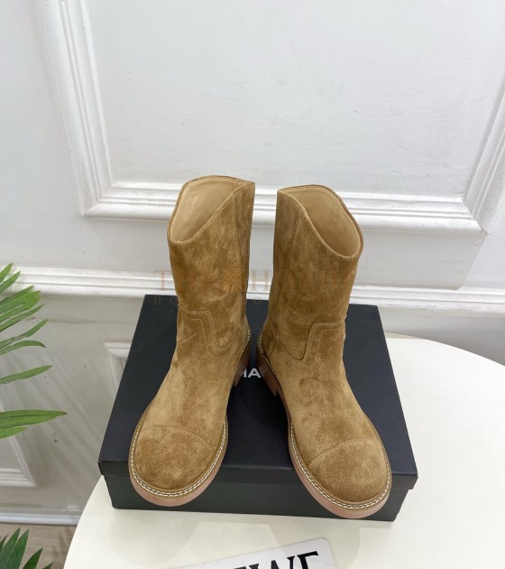 Ch**el CC Logo Ankle Boots Black Lambskin 4cm Heel 35-41 Master Quality