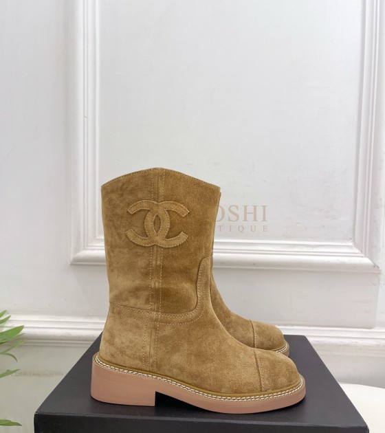 Ch**el CC Logo Ankle Boots Black Lambskin 4cm Heel 35-41 Master Quality