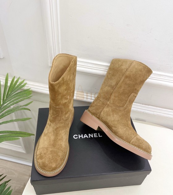 Ch**el CC Logo Ankle Boots Black Lambskin 4cm Heel 35-41 Master Quality