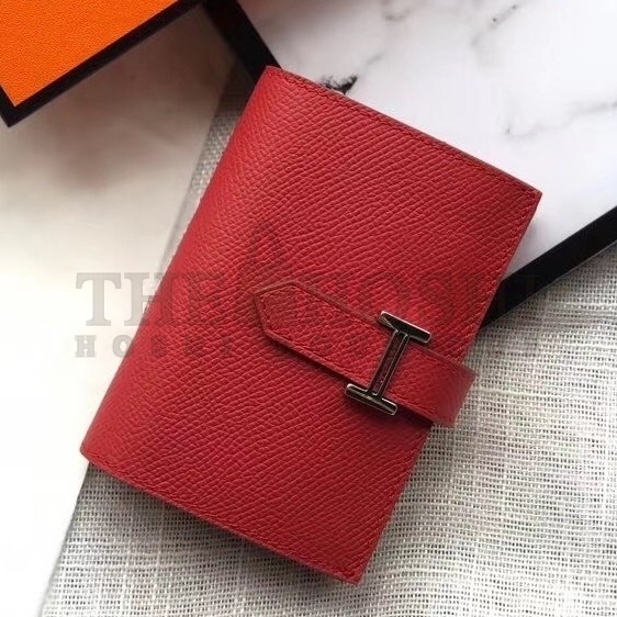 H**me5 Bearn Mini Wallet In Red Epsom Leather Master Quality