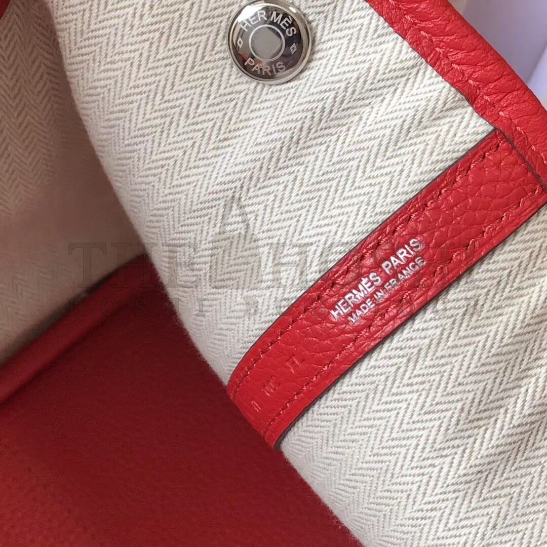 H**me5 Garden Party 30 Bag In Red Clemence Leather Master Quality