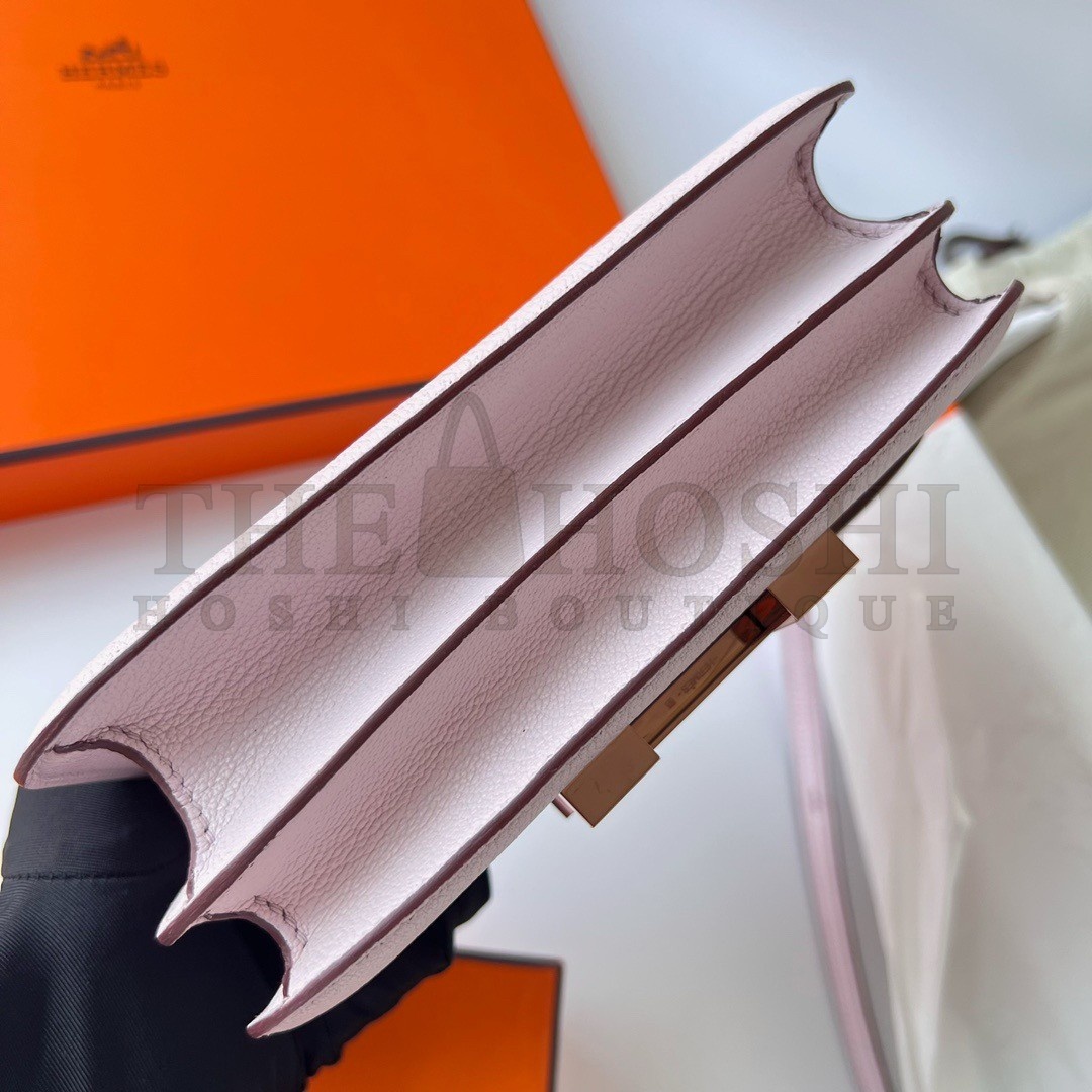 H**me5 Constance 18 Handmade Bag In Mauve Pale Chevre Mysore Leather Master Quality