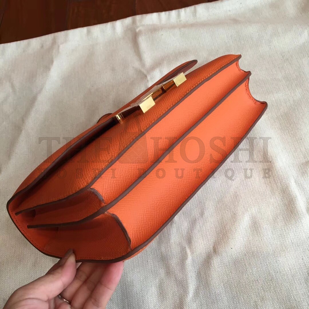 H**me5 Orange Epsom Constance Elan 25cm Bag Master Quality