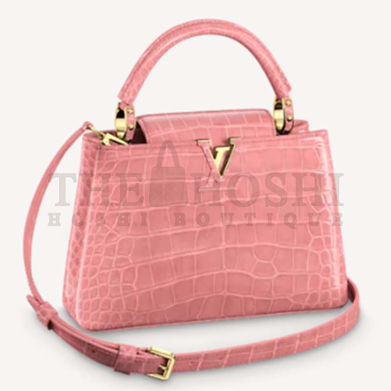 L0vis Vvtt0n LV Women Capucines BB Handbag Pink Crocodilian Leather Master Quality
