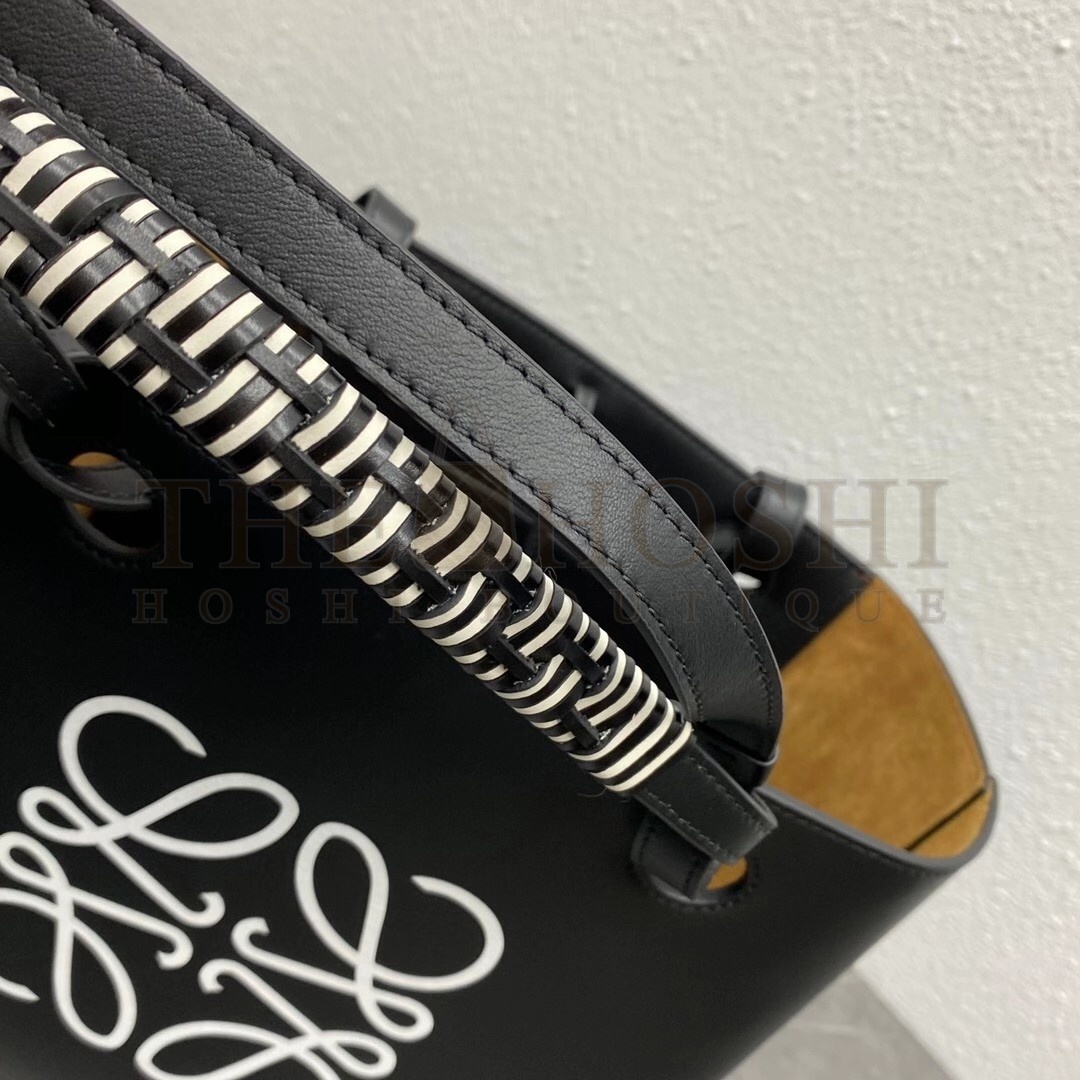 L0ew* Small Anagram Tote In Black Calfskin Master Quality