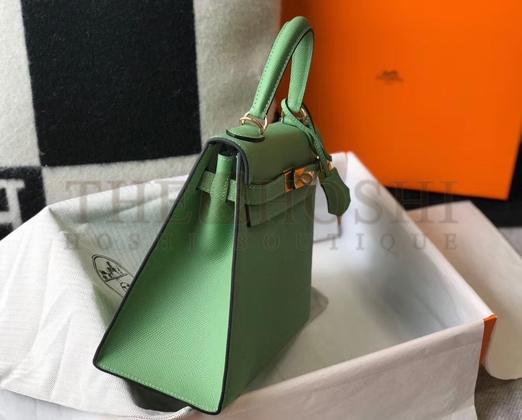 H**me5 Vert Criquet Epsom Kelly 25cm Sellier Bag GHW Master Quality