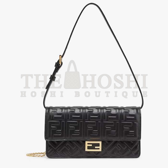 F**di Women FF Wallet On Chain Baguette Black Nappa Leather Wallet Master Quality