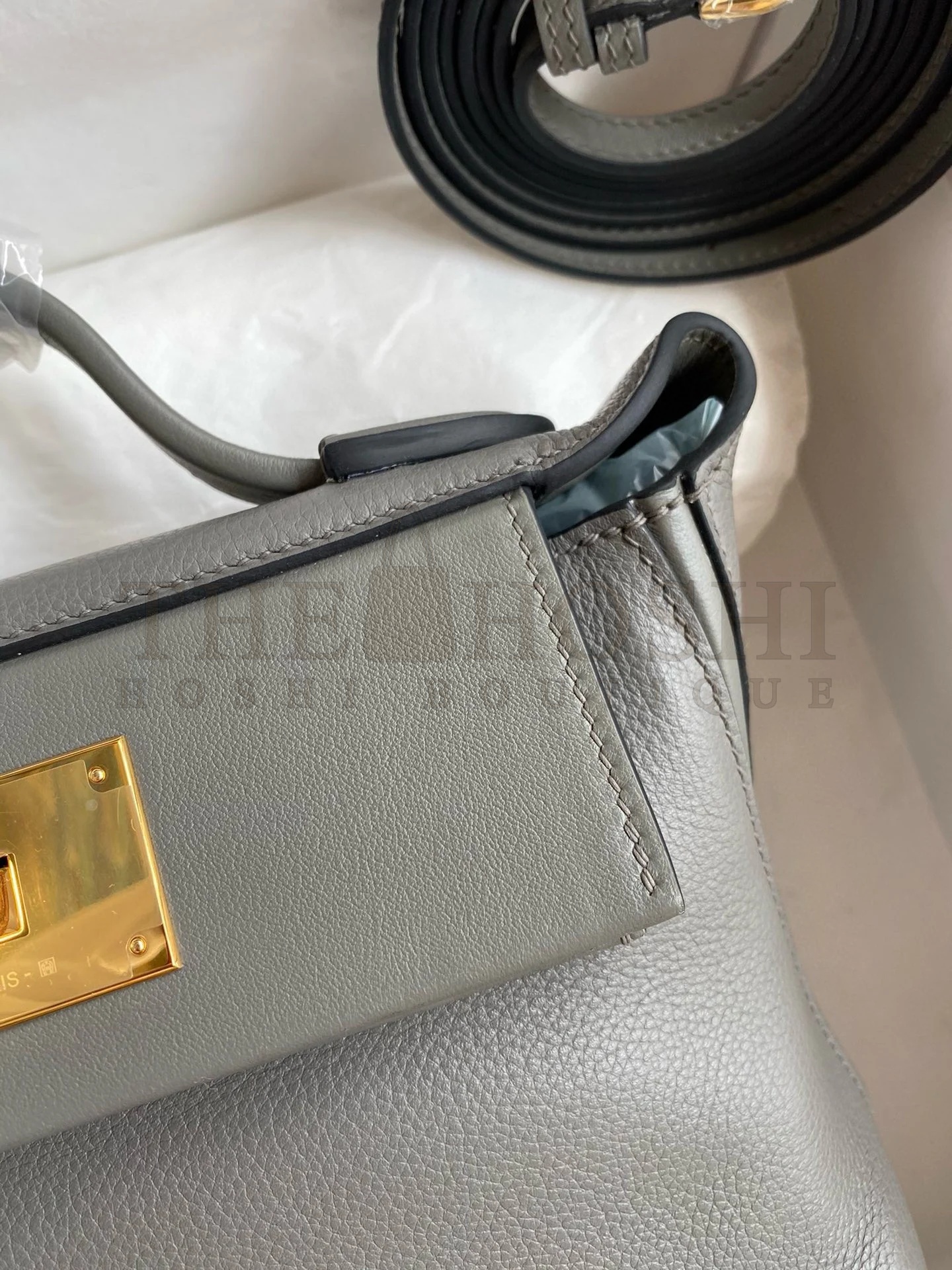 H**me5 24/24 Mini 21 Handmade Bag in Gris Meyer Evercolor Leather Master Quality
