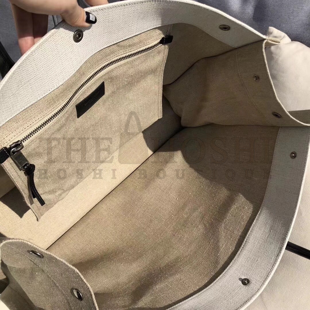 Sa1nt Lau*nt White Linen Rive Gauche Tote Bag Master Quality