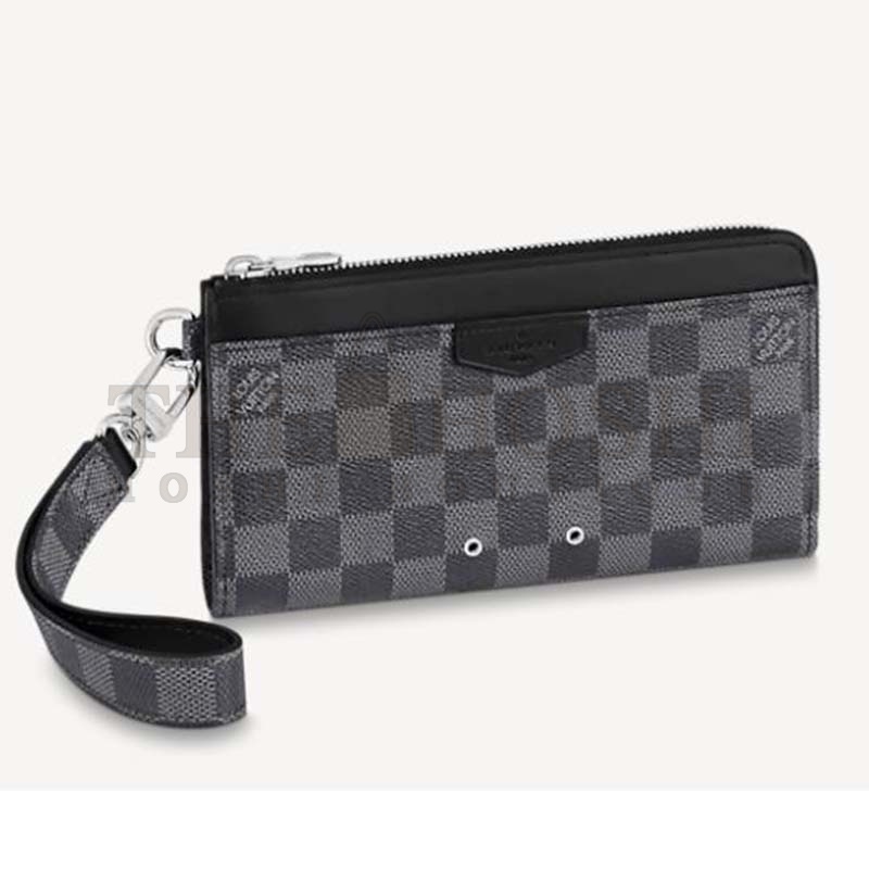 L0vis Vvtt0n LV Men Zippy Dragonne Wallet Damier Graphite Coated Canvas-Grey Master Quality