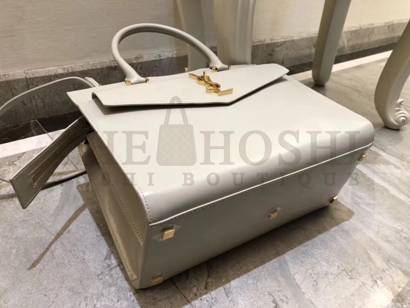 Sa1nt Lau*nt Medium Uptown Tote In Blanc Smooth Leather Master Quality