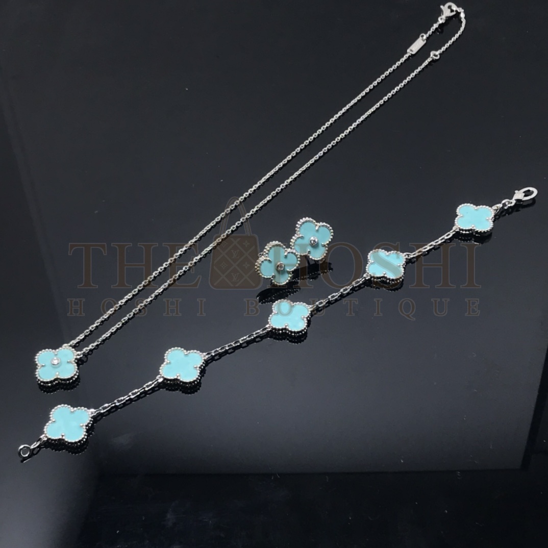 V*n Cl**f & Arpels Light Blue Clover,Vintage Alhambra bracelet, 5 motifs Master Quality