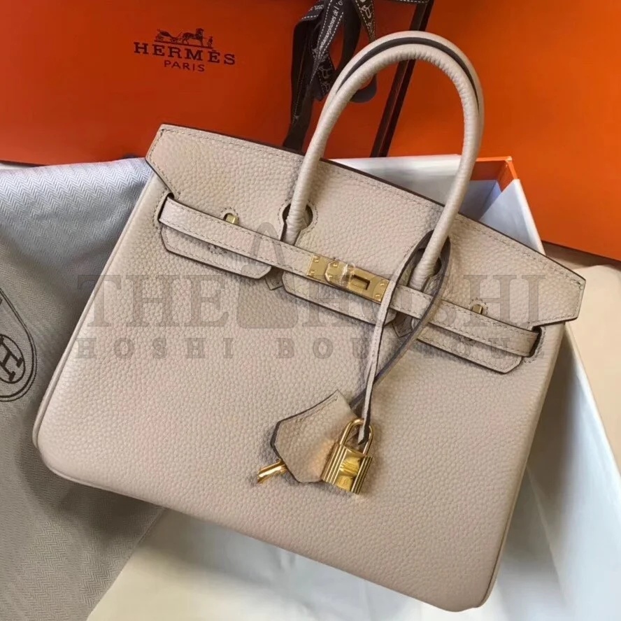 H**me5 Birkin 25 Bag In Beige Clemence Leather with GHW Master Quality