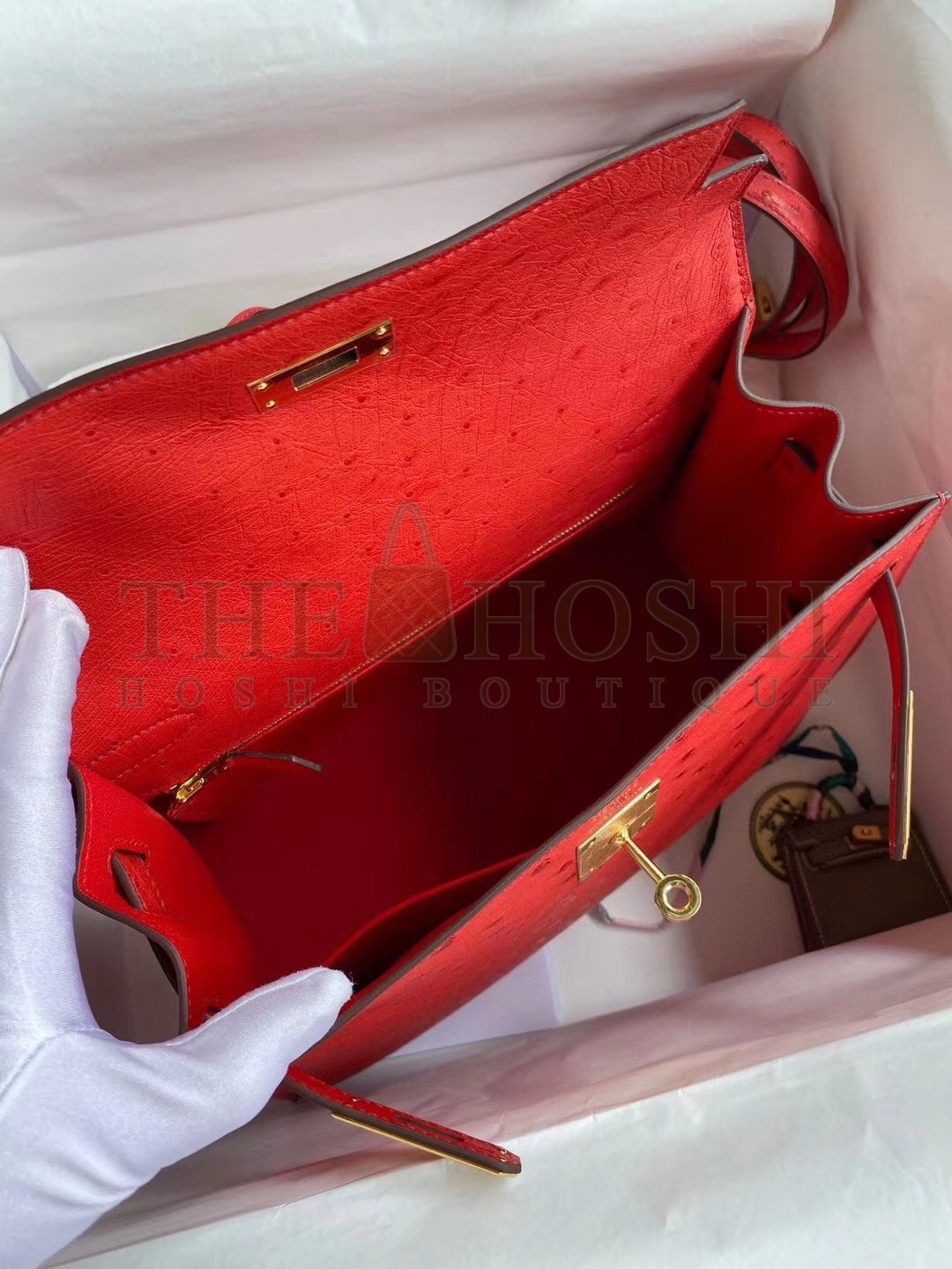 H**me5 Red Ostrich Kelly 28cm Handmade Bag Master Quality
