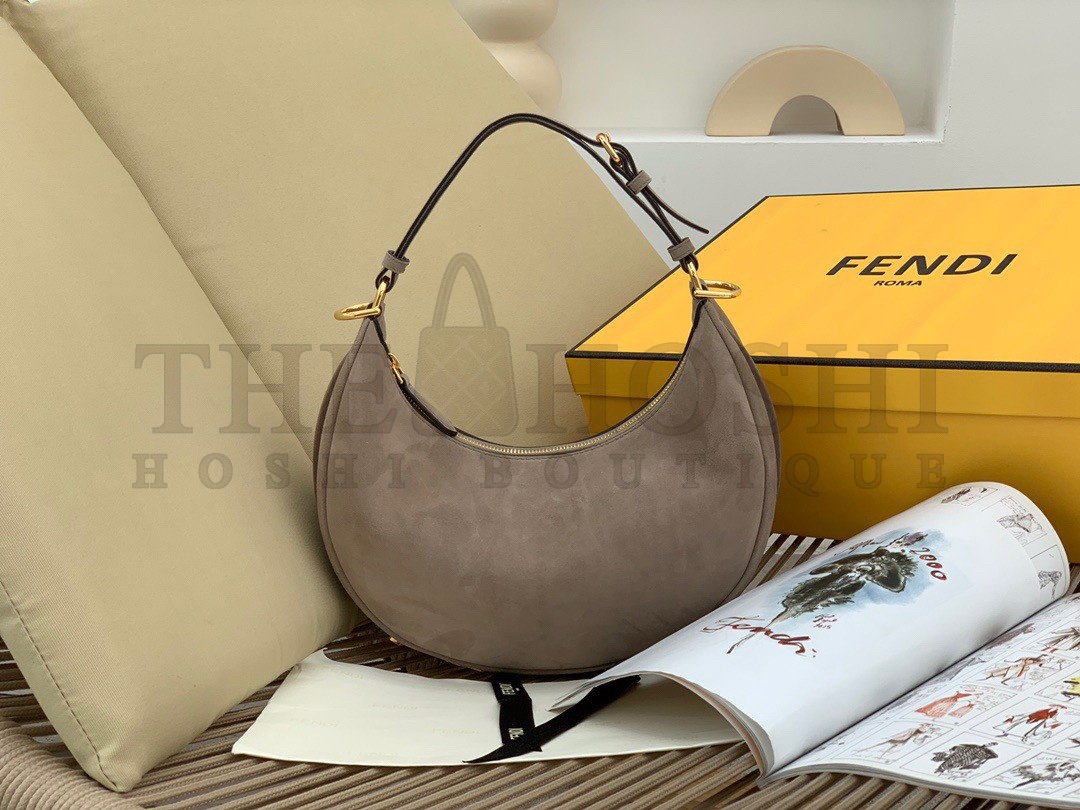 F**di F**digraphy Small Hobo Bag In Beige Suede Leather Master Quality