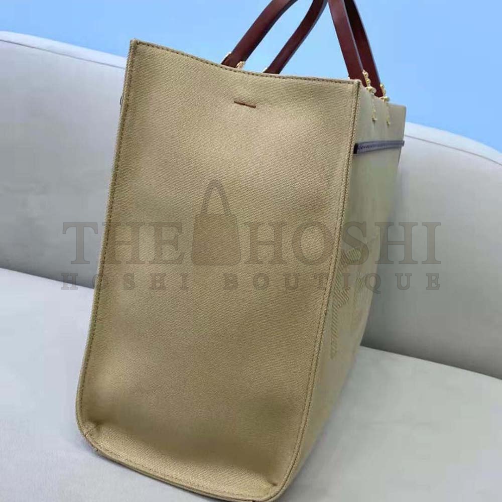F**di Women F**di Sunshine Medium Beige Canvas Bag Master Quality