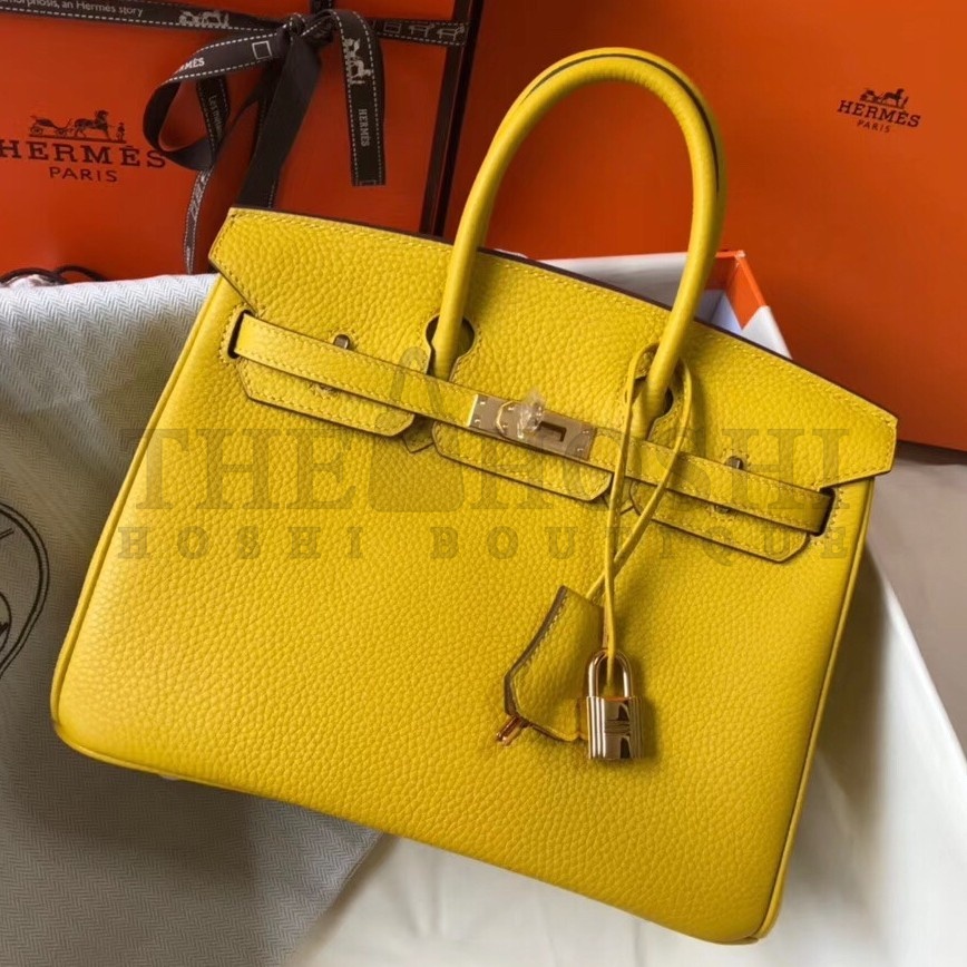 H**me5 Birkin 25 Bag In Yellow Clemence Leather with GHW Master Quality