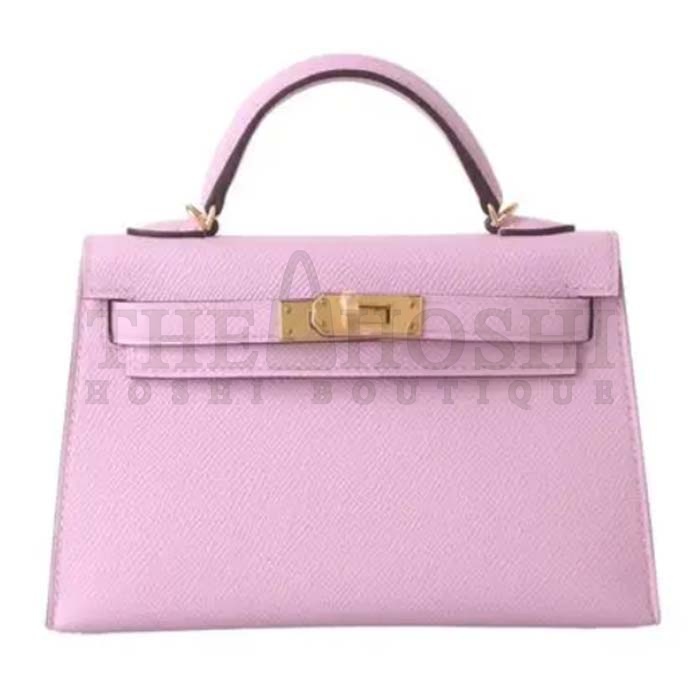 H**me5 Women Mini Kelly 20 Bag Epsom Leather Silver Hardware-Light Purple Master Quality