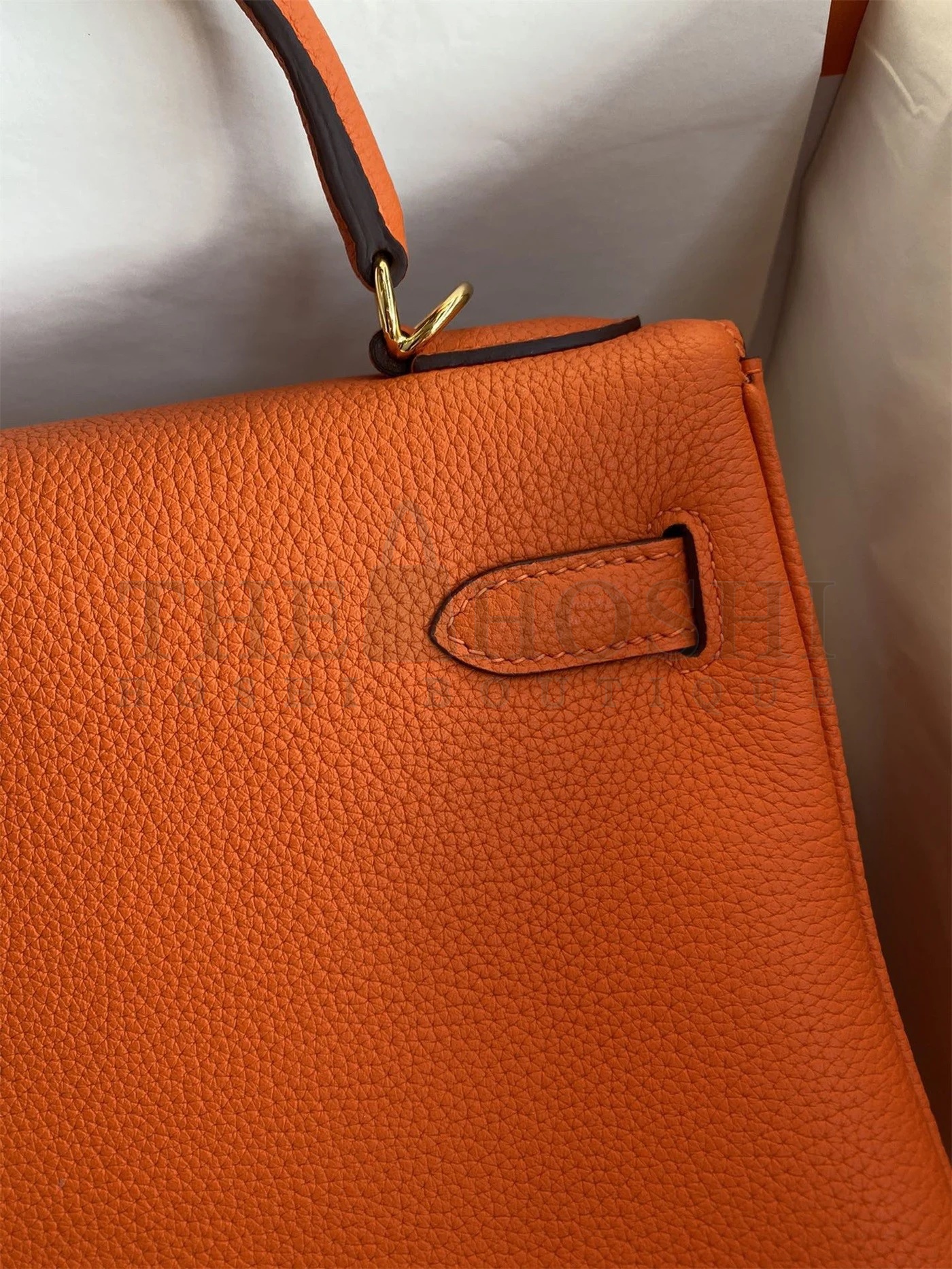 H**me5 Kelly Retourne 32 Handmade Bag In Orange Clemence Leather Master Quality