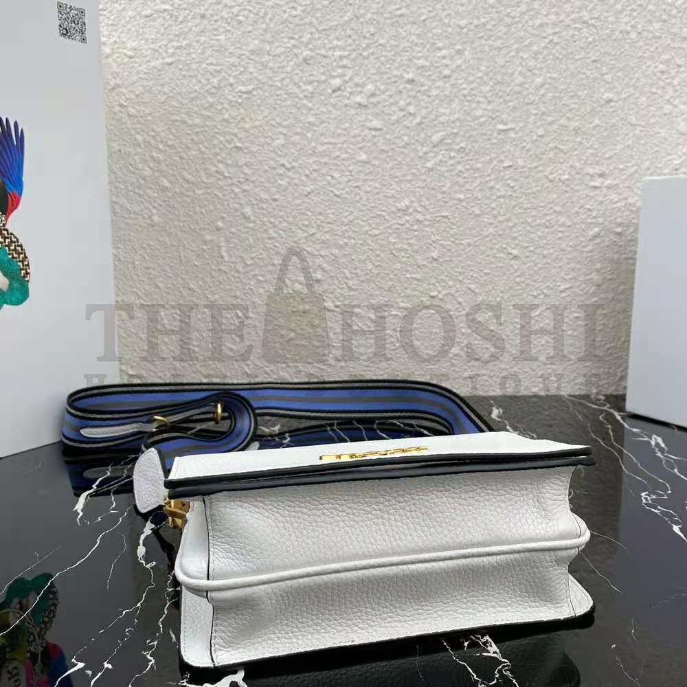 Pra*a Women Calf Leather Shoulder Bag-White Master Quality