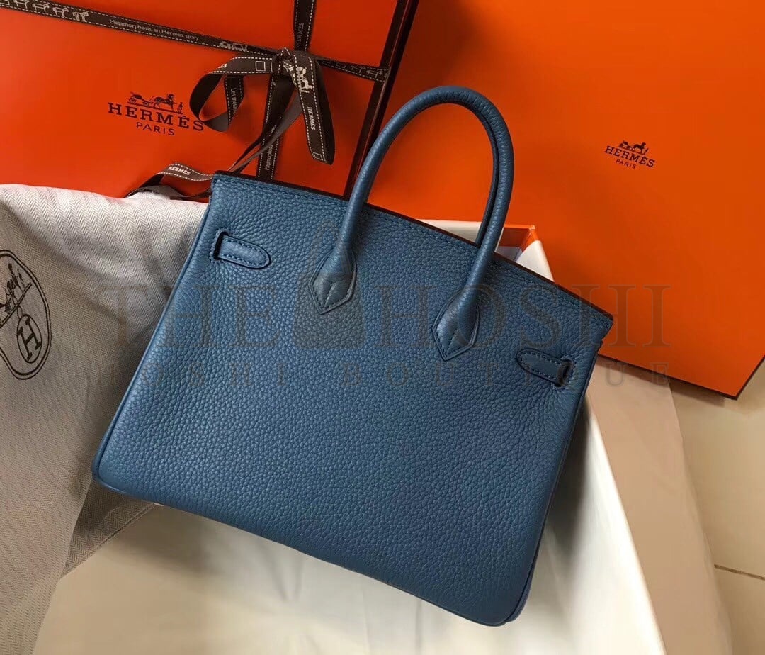 H**me5 Birkin 25 Bag In Blue Agate Clemence Leather with GHW Master Quality