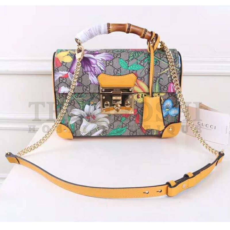 Gvc*1 GG Women Padlock GG Flora Small Bamboo Shoulder-Beige Master Quality