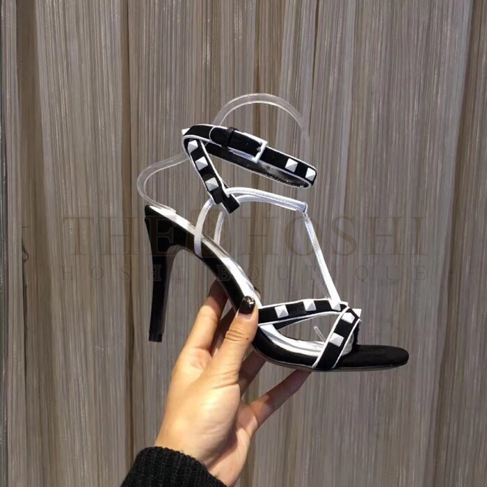 Va1e*ntin0 Garavani Black Free Rockstud 105mm Sandals Master Quality