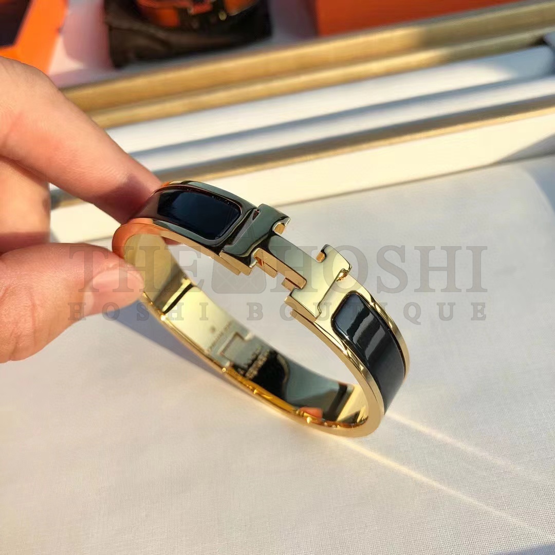 H**me5 Fake Bracelet, Clic H bracelet Dupe, Black Enamel, Three Color Master Quality