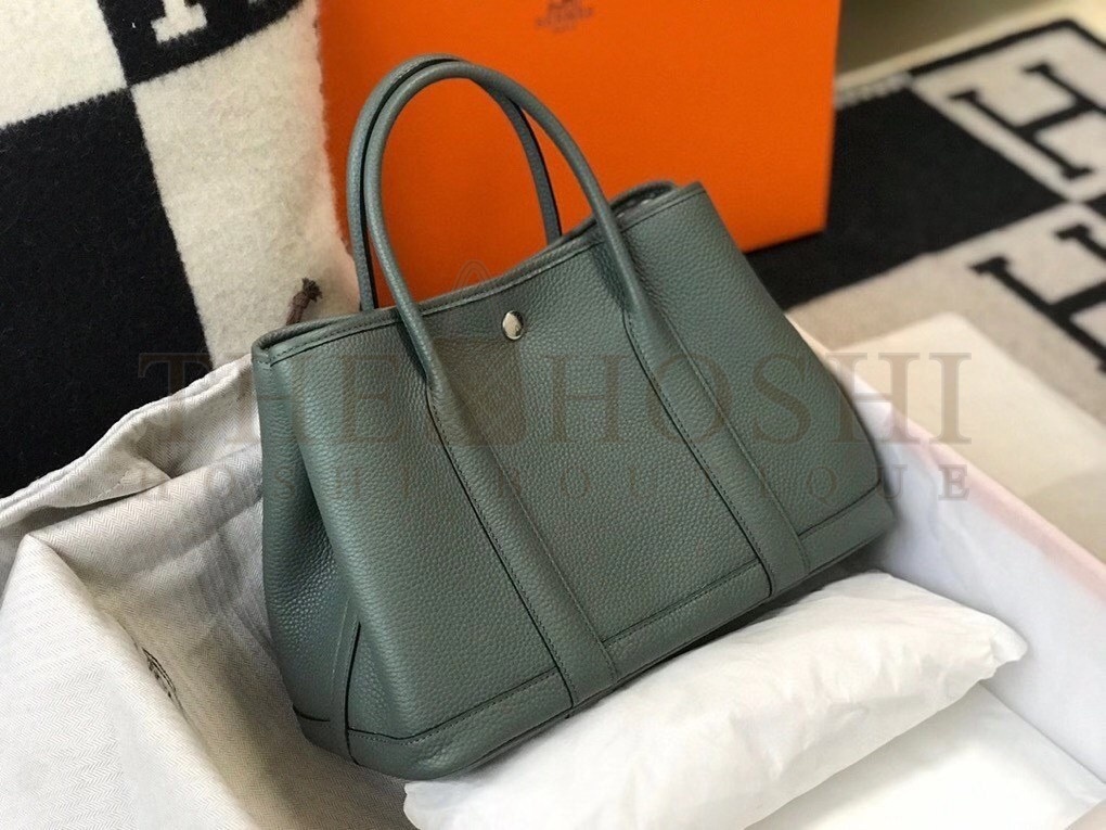 H**me5 Garden Party 30 Bag In Vert Amande Clemence Leather Master Quality