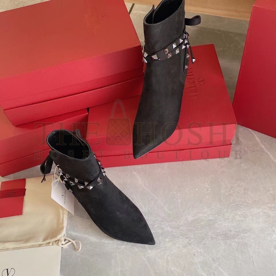 Va1e*ntin0 Rockstud Flair Ankle Boots 85 MM In Black Suede Master Quality