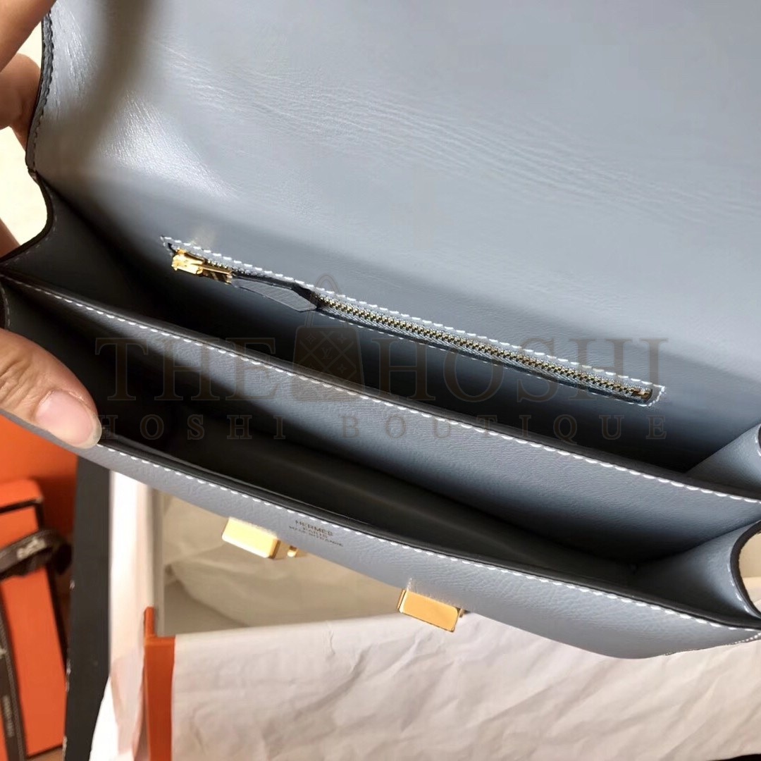 H**me5 Epsom Constance 24cm Blue Lin Handmade Bag Master Quality