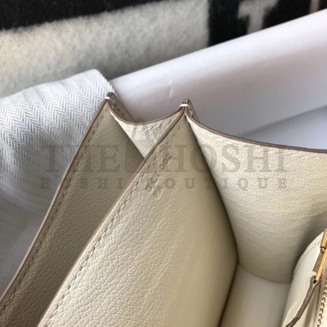 H**me5 Constance 24cm Bag In White Embossed Crocodile Master Quality