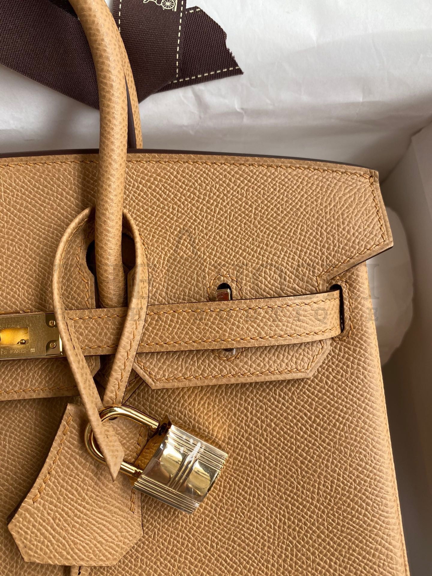 H**me5 Birkin 25 Retourne Handmade Bag In Biscuit Epsom Calfskin Master Quality