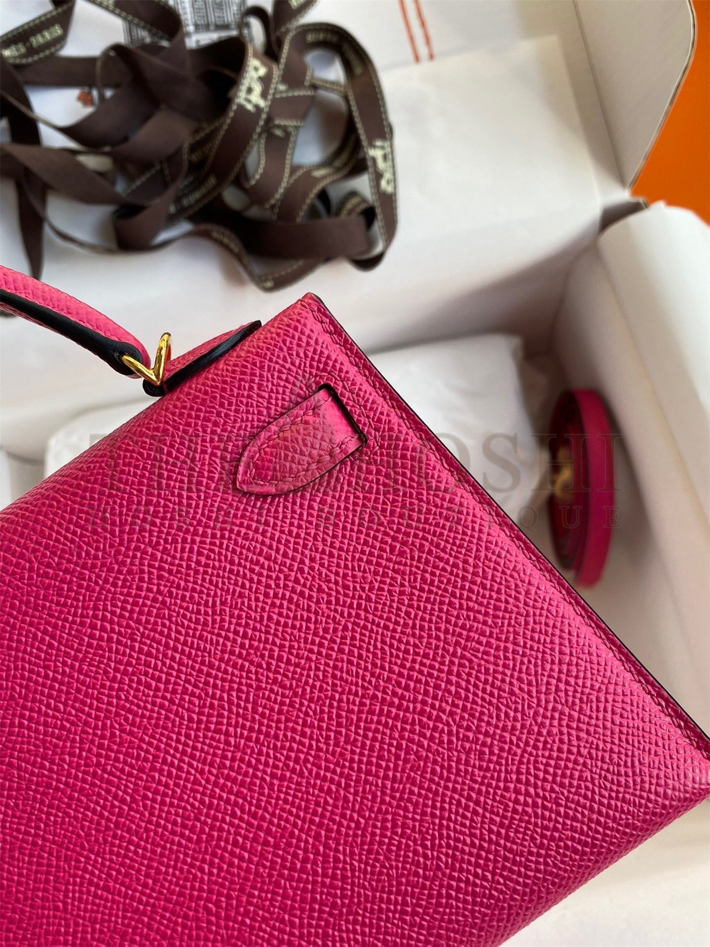 H**me5 Kelly Mini II Sellier Handmade Bag In Rose Red Epsom Calfskin Master Quality